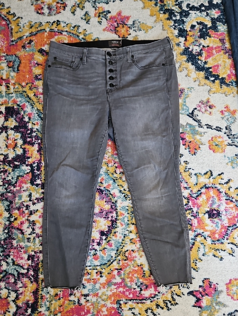 Torrid Gray Women's High-Rise Button-Fly Jeans